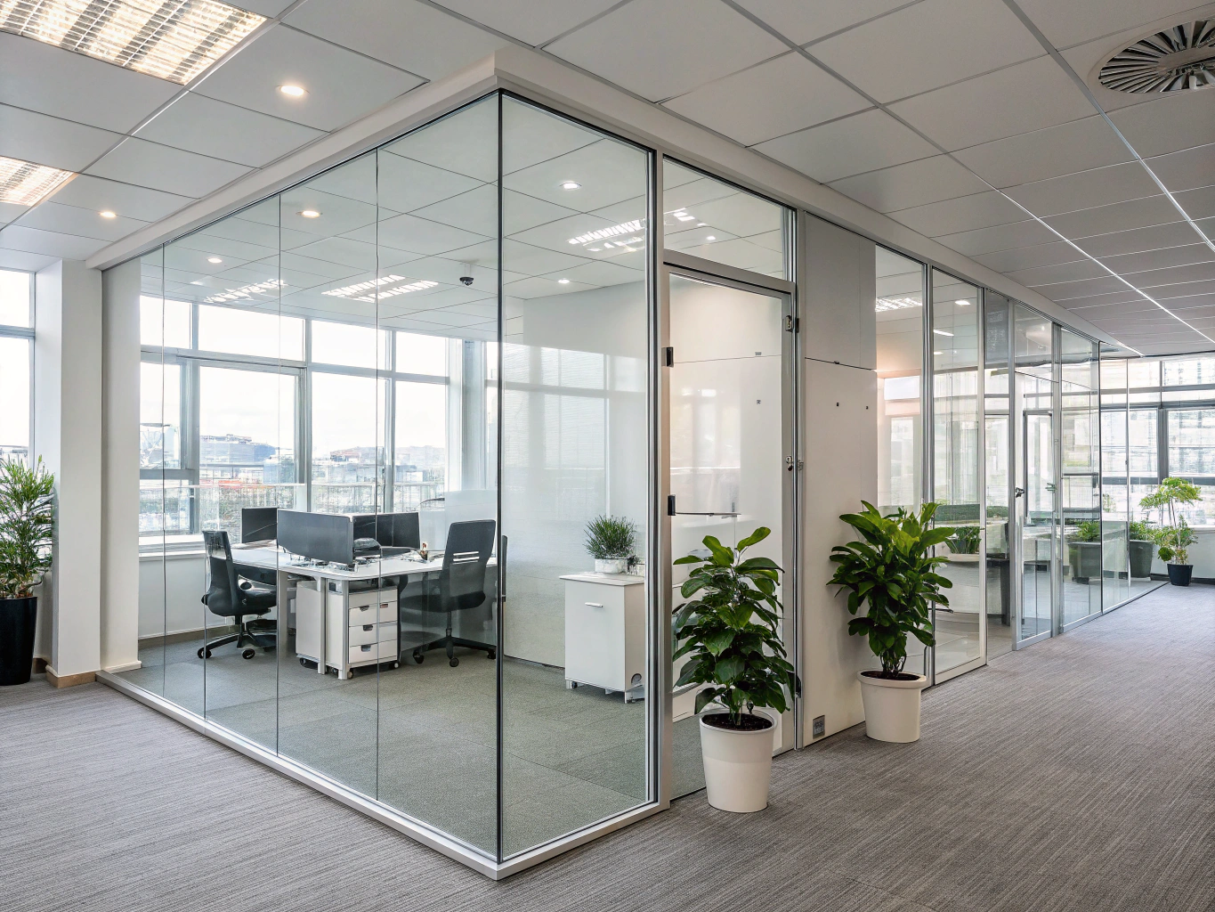 Modern office partition installation